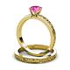 4 - Cael 0.95 ct Classic Pink Sapphire Solitaire Bridal Set Ring 