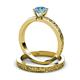 4 - Cael 0.95 ct Classic Blue Topaz Solitaire Bridal Set Ring 