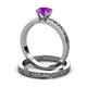 4 - Cael 0.87 ct Classic Amethyst Solitaire Bridal Set Ring 