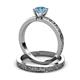 4 - Cael 0.95 ct Classic Blue Topaz Solitaire Bridal Set Ring 