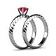 5 - Eudora 0.95 ct Classic Ruby Solitaire Bridal Set Ring 