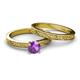 6 - Cael 0.87 ct Classic Amethyst Solitaire Bridal Set Ring 