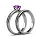 5 - Cael 0.87 ct Classic Amethyst Solitaire Bridal Set Ring 