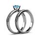 5 - Cael 0.95 ct Classic Blue Topaz Solitaire Bridal Set Ring 