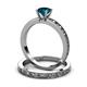 4 - Niah 1.00 ct Classic Blue Diamond Solitaire Bridal Set Ring  