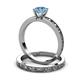 4 - Niah 0.95 ct Classic Blue Topaz Solitaire Bridal Set Ring  