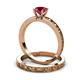 4 - Niah 0.95 ct Classic Ruby Solitaire Bridal Set Ring  