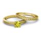 4 - Janina 1.00 ct Classic Yellow Diamond (6.50 mm) Solitaire Bridal Set Ring  