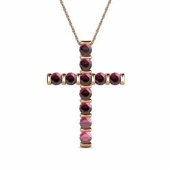 Amen Rhodolite Garnet Cross Pendant Rhodolite Garnet Womens Cross Pendant Necklace ctw K Rose GoldIncluded Inches K Rose Gold Chain