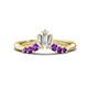 1 - Ahwa 0.35 ctw Tapered Baguette Lab Grown Diamonds Accented Round Amethyst Curved Wedding Band 