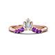 1 - Ahwa 0.35 ctw Tapered Baguette Lab Grown Diamonds Accented Round Amethyst Curved Wedding Band 