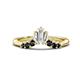 1 - Ahwa 0.40 ctw Tapered Baguette Lab Grown Diamonds Accented Round Black Diamond Curved Wedding Band 