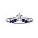 1 - Ahwa 0.40 ctw Tapered Baguette Lab Grown Diamonds Accented Round Blue Sapphire Curved Wedding Band 