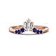 1 - Ahwa 0.40 ctw Tapered Baguette Lab Grown Diamonds Accented Round Blue Sapphire Curved Wedding Band 