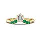 1 - Ahwa 0.35 ctw Tapered Baguette Lab Grown Diamonds Accented Round Emerald Curved Wedding Band 