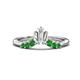 1 - Ahwa 0.40 ctw Tapered Baguette Lab Grown Diamonds Accented Round Green Garnet Curved Wedding Band 