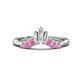 1 - Ahwa 0.40 ctw Tapered Baguette Lab Grown Diamonds Accented Round Pink Sapphire Curved Wedding Band 