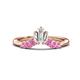 1 - Ahwa 0.40 ctw Tapered Baguette Lab Grown Diamonds Accented Round Pink Sapphire Curved Wedding Band 