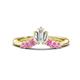 1 - Ahwa 0.40 ctw Tapered Baguette Lab Grown Diamonds Accented Round Pink Sapphire Curved Wedding Band 