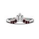 1 - Ahwa 0.40 ctw Tapered Baguette Lab Grown Diamonds Accented Round Red Garnet Curved Wedding Band 