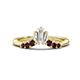 1 - Ahwa 0.40 ctw Tapered Baguette Lab Grown Diamonds Accented Round Red Garnet Curved Wedding Band 