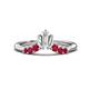 1 - Ahwa 0.40 ctw Tapered Baguette Lab Grown Diamonds Accented Round Ruby Curved Wedding Band 