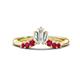 1 - Ahwa 0.40 ctw Tapered Baguette Lab Grown Diamonds Accented Round Ruby Curved Wedding Band 