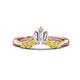 1 - Ahwa 0.43 ctw Tapered Baguette Lab Grown Diamonds Accented Round Yellow Diamond Curved Wedding Band 