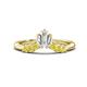 1 - Ahwa 0.43 ctw Tapered Baguette Lab Grown Diamonds Accented Round Yellow Diamond Curved Wedding Band 