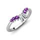 4 - Ahwa 0.35 ctw Tapered Baguette Lab Grown Diamonds Accented Round Amethyst Curved Wedding Band 