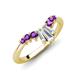 4 - Ahwa 0.35 ctw Tapered Baguette Lab Grown Diamonds Accented Round Amethyst Curved Wedding Band 