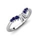 4 - Ahwa 0.40 ctw Tapered Baguette Lab Grown Diamonds Accented Round Blue Sapphire Curved Wedding Band 