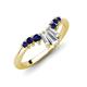 4 - Ahwa 0.40 ctw Tapered Baguette Lab Grown Diamonds Accented Round Blue Sapphire Curved Wedding Band 