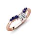 4 - Ahwa 0.40 ctw Tapered Baguette Lab Grown Diamonds Accented Round Blue Sapphire Curved Wedding Band 