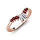 4 - Ahwa 0.40 ctw Tapered Baguette Lab Grown Diamonds Accented Round Red Garnet Curved Wedding Band 