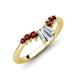 4 - Ahwa 0.40 ctw Tapered Baguette Lab Grown Diamonds Accented Round Red Garnet Curved Wedding Band 