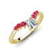 4 - Ahwa 0.40 ctw Tapered Baguette Lab Grown Diamonds Accented Round Ruby Curved Wedding Band 