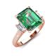 3 - Chaya 3.36 ctw Emerald shape Created Alexandrite (9x7 mm) Accented Cadillac shape Lab Grown Diamonds Three Stone Women Engagement Ring 