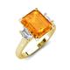 3 - Chaya 2.40 ctw Emerald shape Citrine (9x7 mm) Accented Cadillac shape Lab Grown Diamonds Three Stone Women Engagement Ring 