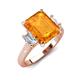 3 - Chaya 2.40 ctw Emerald shape Citrine (9x7 mm) Accented Cadillac shape Lab Grown Diamonds Three Stone Women Engagement Ring 