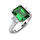 3 - Chaya 2.30 ctw Emerald shape Emerald (9x7 mm) Accented Cadillac shape Lab Grown Diamonds Three Stone Women Engagement Ring 