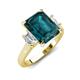 3 - Chaya 3.40 ctw Emerald shape London Blue Topaz (9x7 mm) Accented Cadillac shape Lab Grown Diamonds Three Stone Women Engagement Ring 