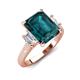 3 - Chaya 3.40 ctw Emerald shape London Blue Topaz (9x7 mm) Accented Cadillac shape Lab Grown Diamonds Three Stone Women Engagement Ring 