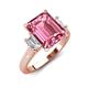 3 - Chaya 3.25 ctw Emerald shape Pink Tourmaline (9x7 mm) Accented Cadillac shape Lab Grown Diamonds Three Stone Women Engagement Ring 