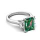 5 - Chaya 3.36 ctw Emerald shape Created Alexandrite (9x7 mm) Accented Cadillac shape Lab Grown Diamonds Three Stone Women Engagement Ring 