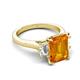 5 - Chaya 2.40 ctw Emerald shape Citrine (9x7 mm) Accented Cadillac shape Lab Grown Diamonds Three Stone Women Engagement Ring 