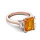 5 - Chaya 2.40 ctw Emerald shape Citrine (9x7 mm) Accented Cadillac shape Lab Grown Diamonds Three Stone Women Engagement Ring 