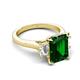 5 - Chaya 2.30 ctw Emerald shape Emerald (9x7 mm) Accented Cadillac shape Lab Grown Diamonds Three Stone Women Engagement Ring 