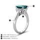 4 - Chaya 3.40 ctw Emerald shape London Blue Topaz (9x7 mm) Accented Cadillac shape Lab Grown Diamonds Three Stone Women Engagement Ring 