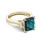 5 - Chaya 3.40 ctw Emerald shape London Blue Topaz (9x7 mm) Accented Cadillac shape Lab Grown Diamonds Three Stone Women Engagement Ring 